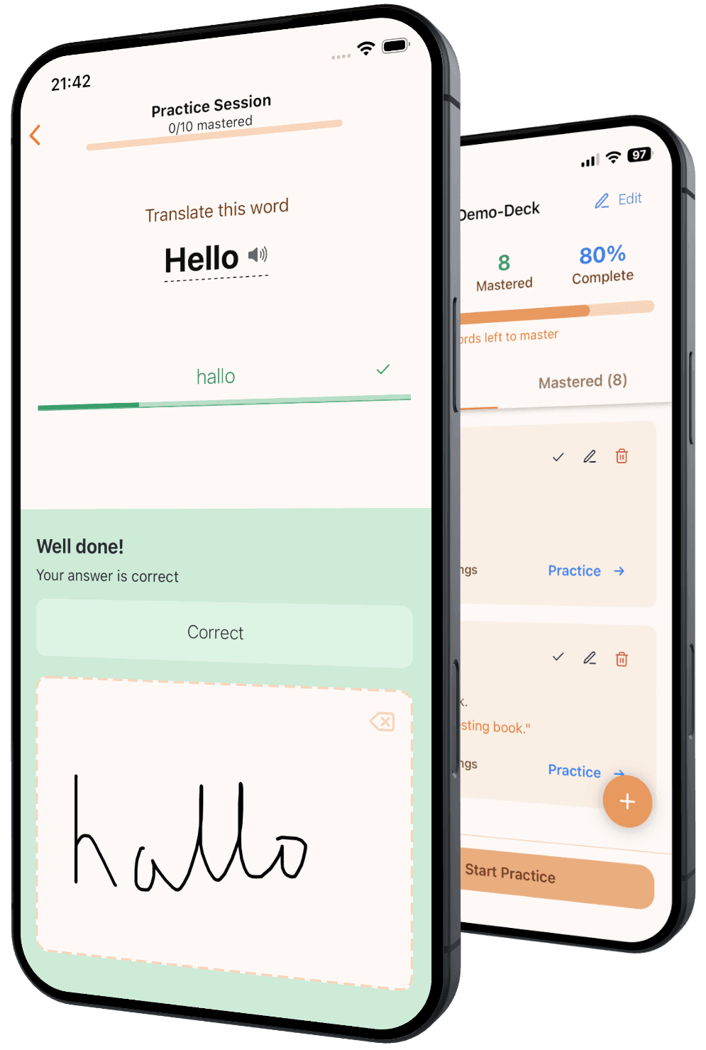 Snap to Learn app hero image showing vocabulary learning interface