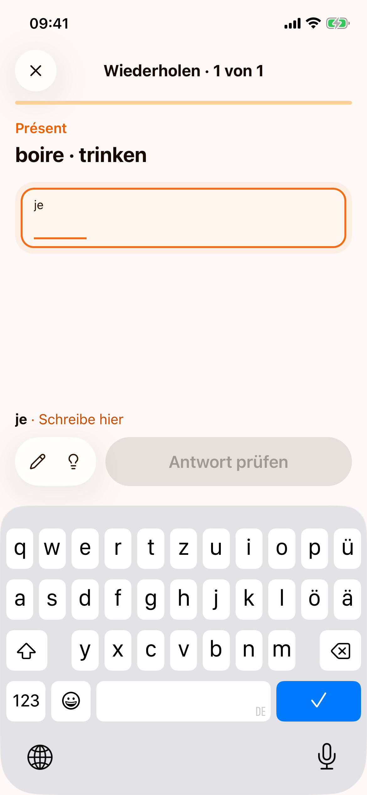 Eine Wiederholungsrunde, die eine Form nach der anderen abfragt